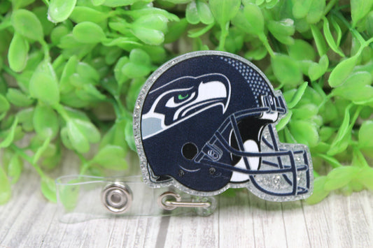 Football Seahawks Helmet • Badge/ID Holder with Clip