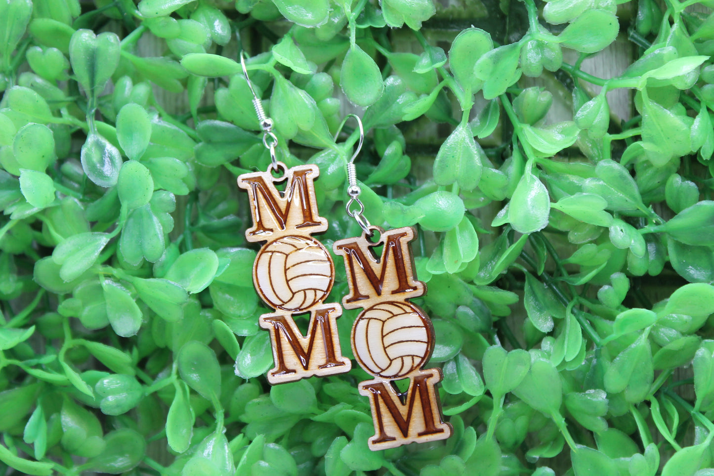 Volleyball MOM • Wood Dangle Earrings