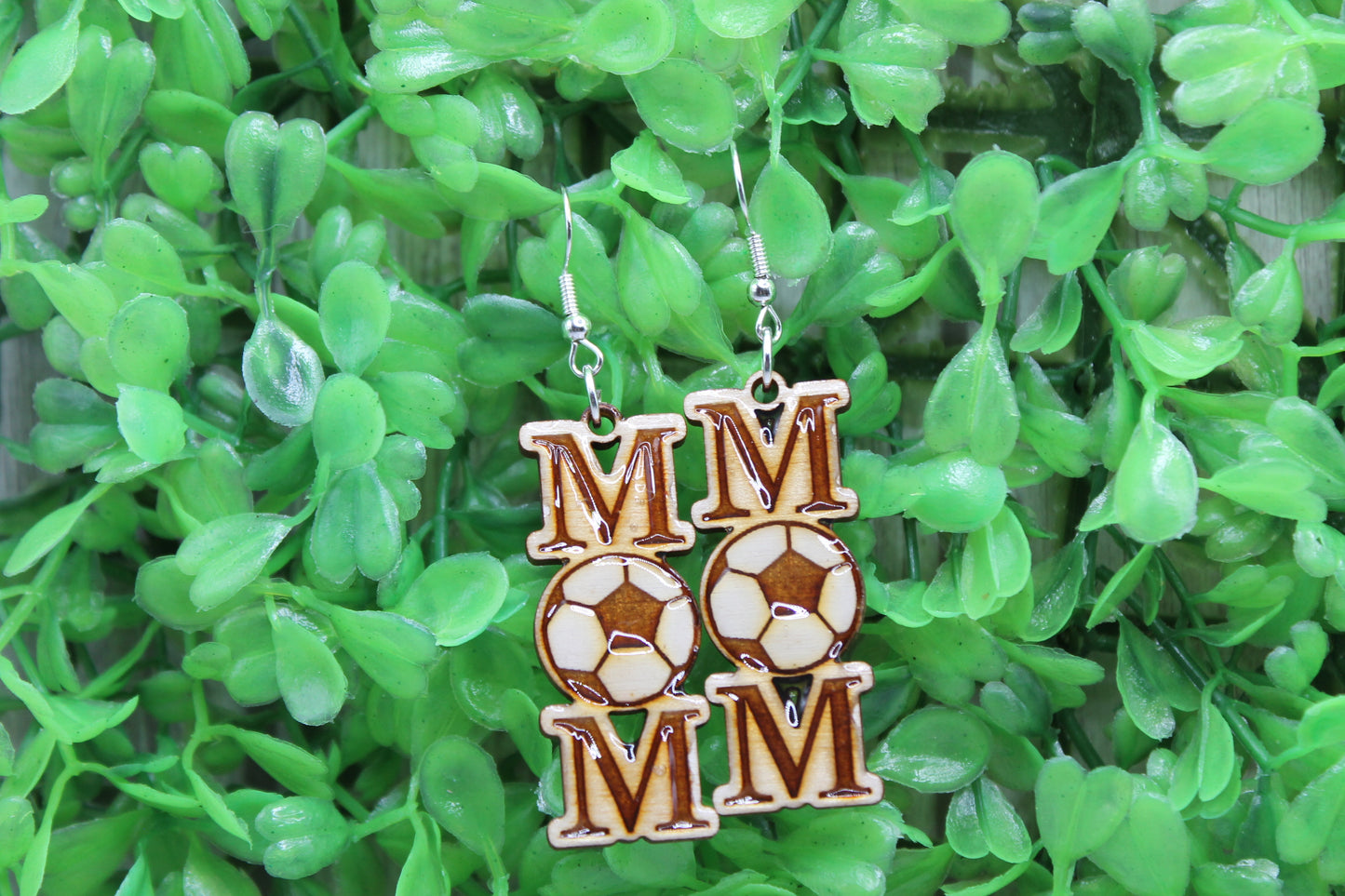 Soccer MOM • Wood Dangle Earrings