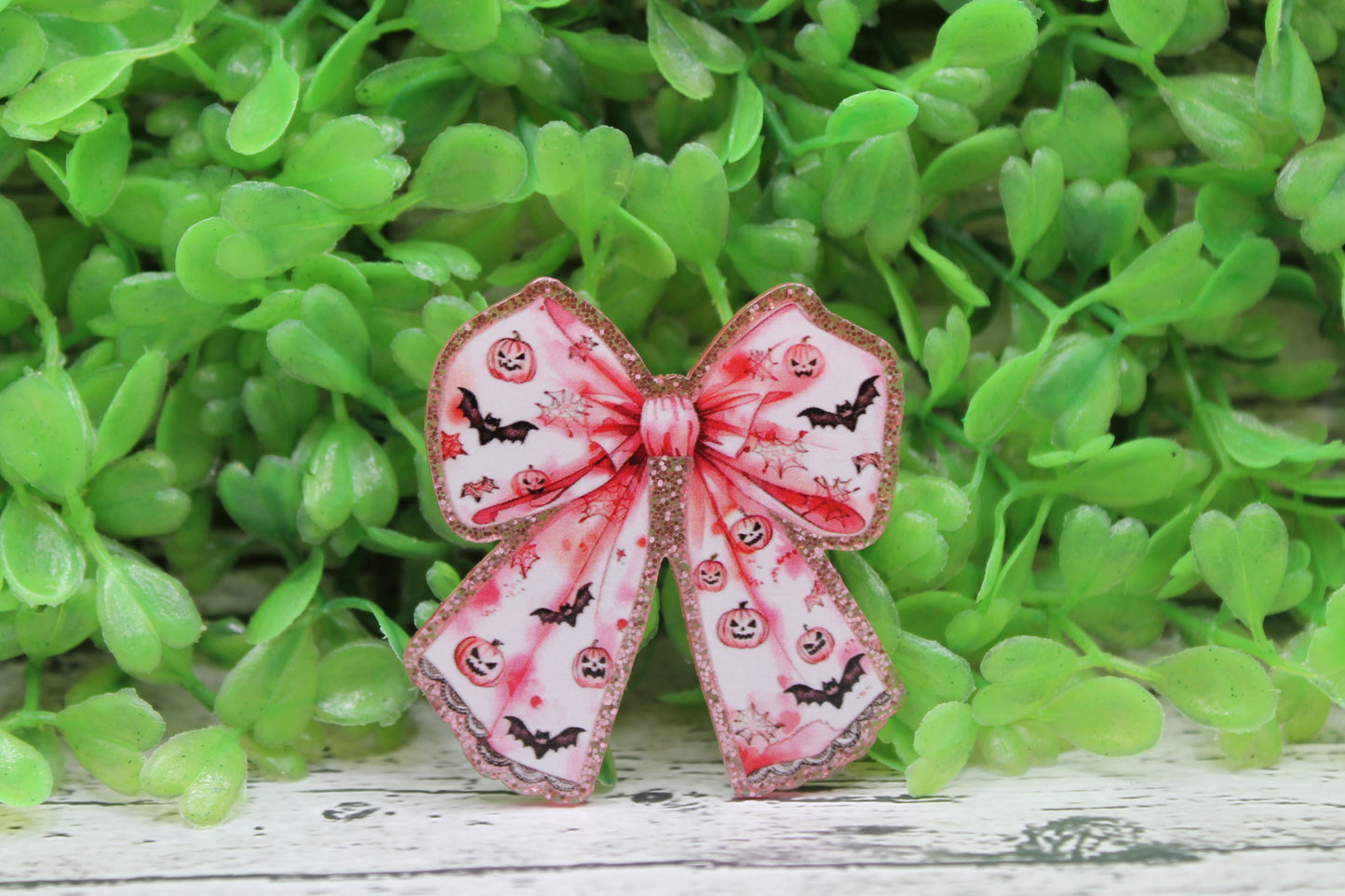 Pink Halloween Bow Badge Reel