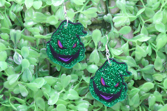 Oogie Green Glitter • Dangle Earrings