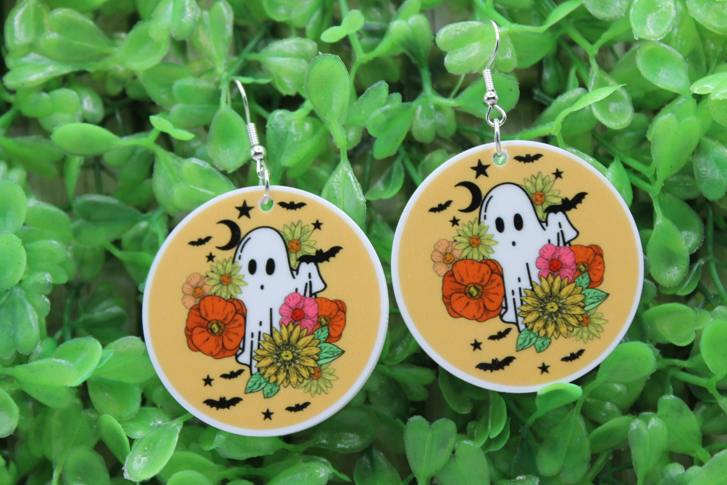 Floral Ghost Circle • Dangle Earrings