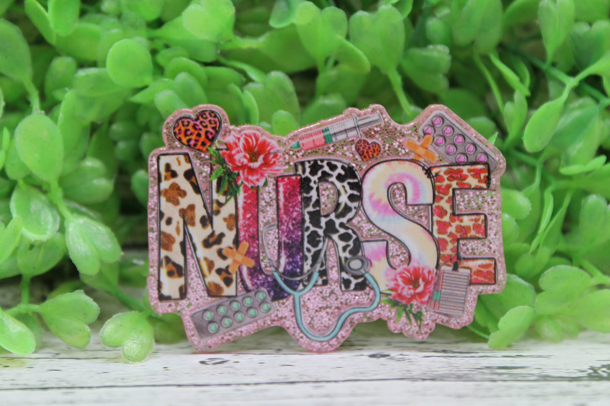 NURSE Leopard and Floral Badge Reel