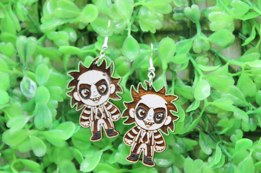 Beetlejuice • Wood Dangle Earrings