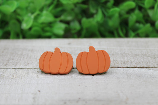 Burnt Orange Pumpkin Stud Earrings