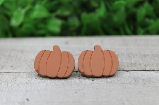 Clay Pumpkin Stud Earrings