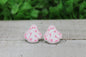 Ghost with Pink Flowers Stud Earrings