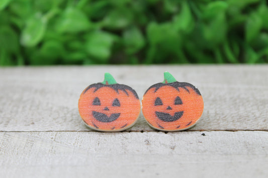 Smiling Jack-O-Lantern • Stud Earrings