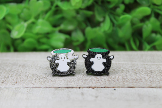 Ghost on Cauldron • Stud Earrings