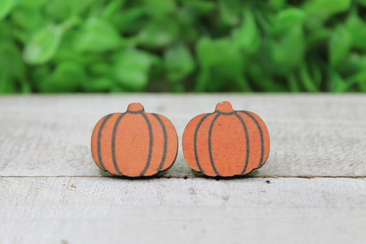 Orange Pumpkin • Stud Earrings