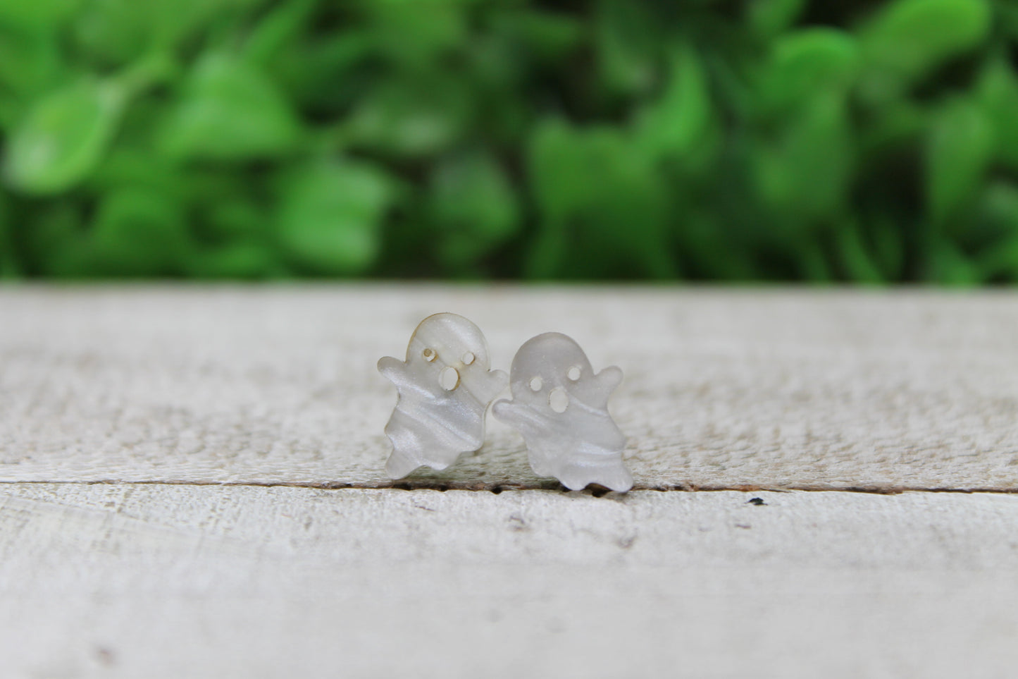 Small White Pearl Ghost • Stud Earrings