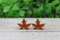 Orange Glitter Leaves • Stud Earrings