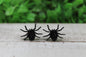 Black Glitter Spider • Stud Earrings