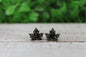 Black Glitter Leaves • Stud Earrings