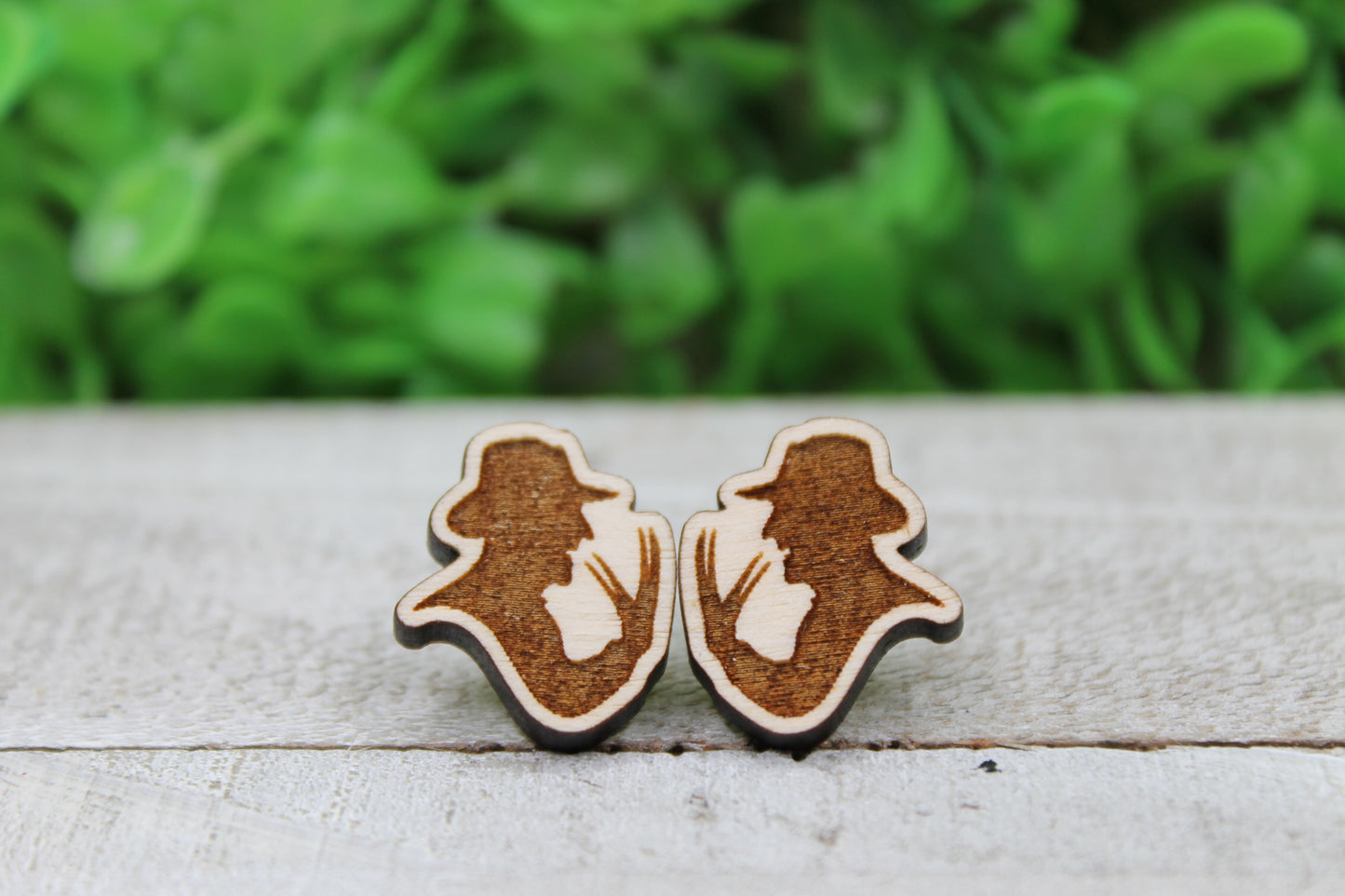 Freddy • Wood Stud Earrings