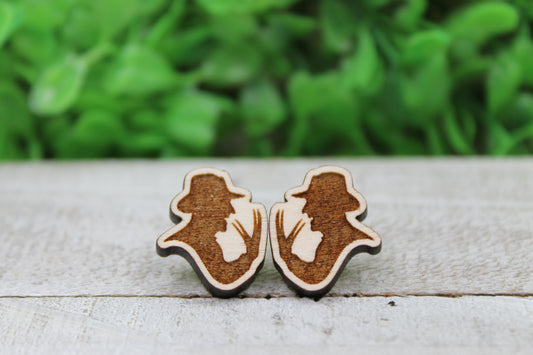 Freddy • Wood Stud Earrings