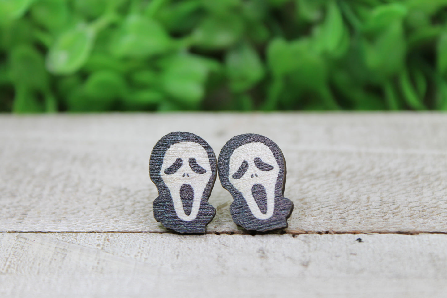 Scream • Wood Stud Earrings