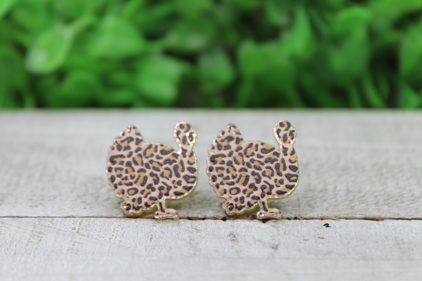 Leopard Turkey on Gold • Stud Earrings