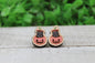 Black Cat in Jack-O-Lantern • Wood Stud Earrings