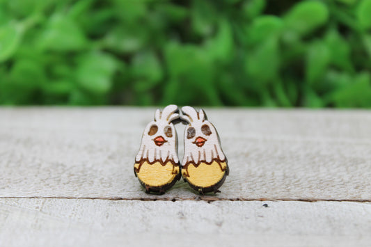 BOO-Chicken • Wood Stud Earrings