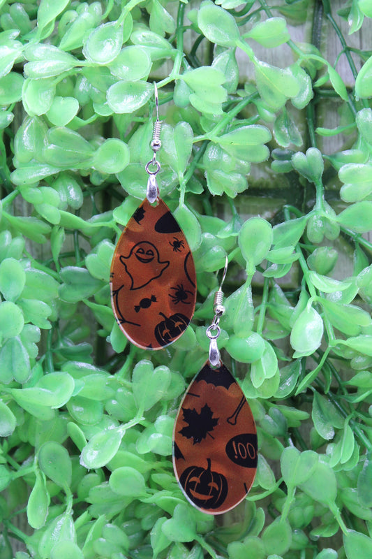 Halloween Mix on Orange • Dangle Earrings