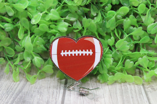 Football Heart • Badge/ID Holder with Clip