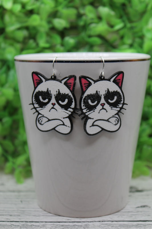 Grump Cat Drop Earrings