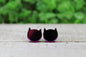 Purple Mirrored Cat Face • Stud Earrings