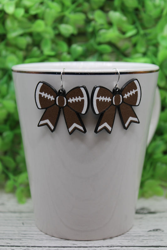Football Bow Drop Earrings