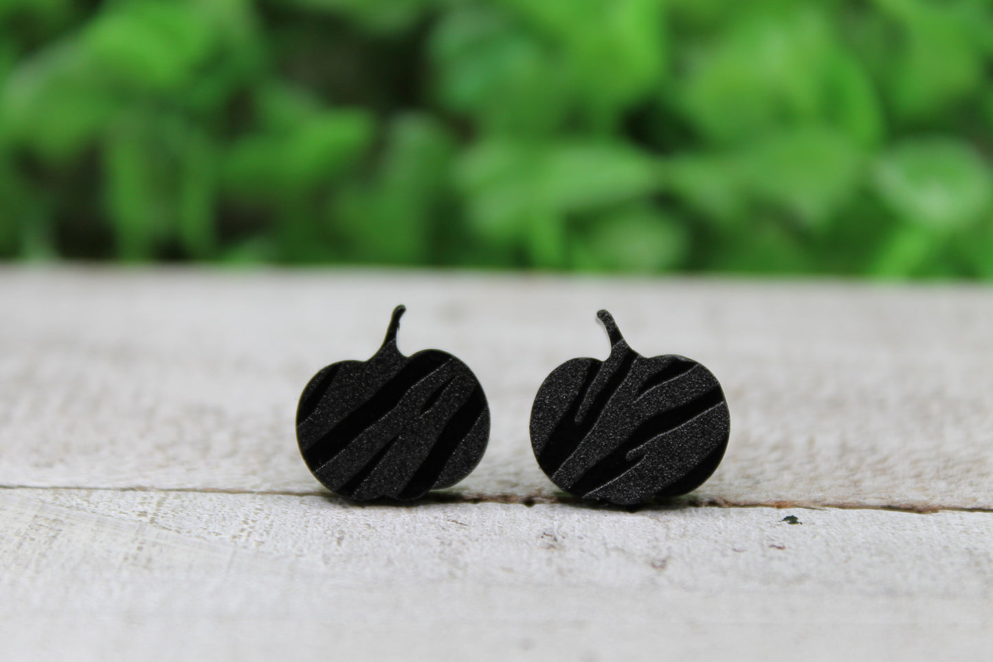 Black Striped Pumpkin • Stud Earrings