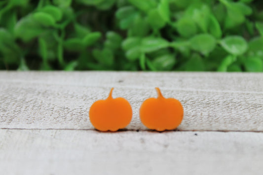 Orange Matte Pumpkin • Stud Earrings