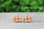 Orange Plaid Pumpkin • Stud Earrings