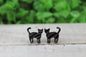 Black Striped Cat • Stud Earrings