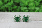 Green Glitter Spider • Stud Earrings