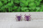 Purple Glitter Spider • Stud Earrings