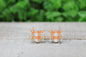 Orange Plaid Spider • Stud Earrings