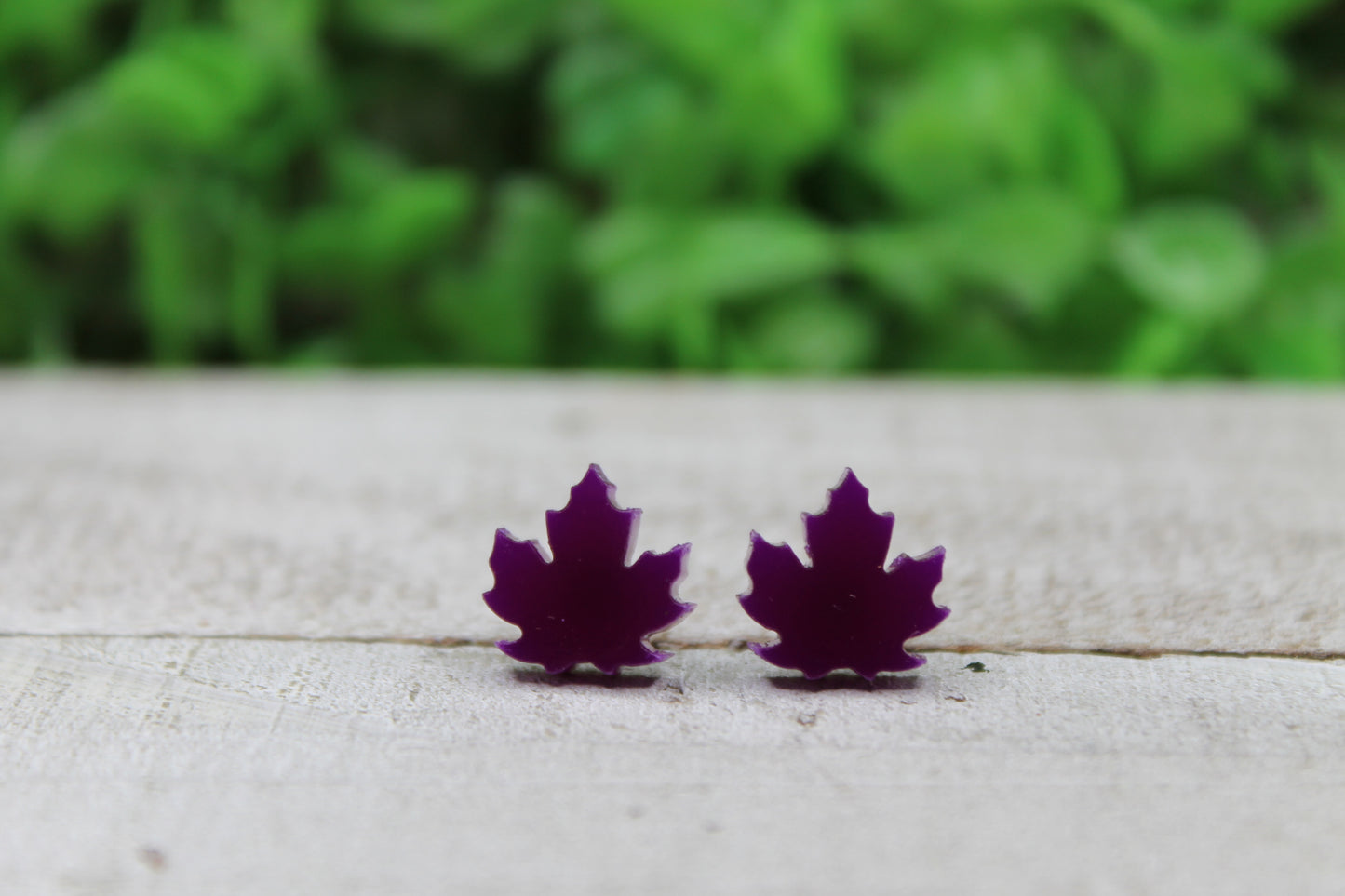 Purple Matte Leaves • Stud Earrings