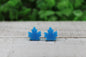 Blue Matte Leaves • Stud Earrings