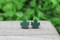 Green Matte Leaves • Stud Earrings