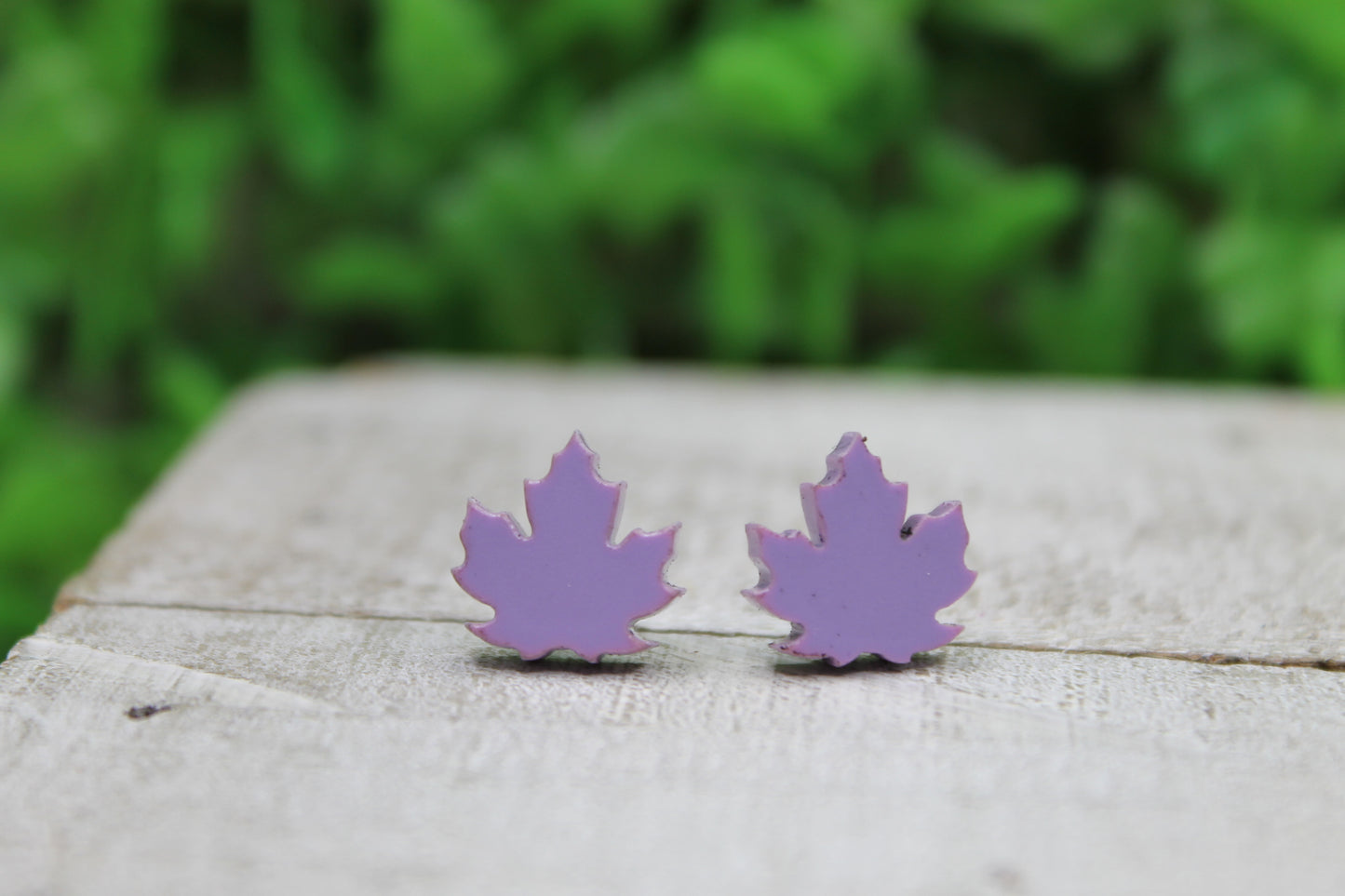 Lt Purple Matte Leaves • Stud Earrings