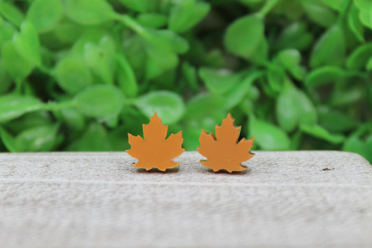 Goldenrod Shimmer Leaves • Stud Earrings