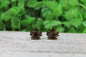 Brown Glitter Leaves • Stud Earrings