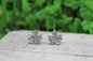 Silver Glitter Leaves • Stud Earrings