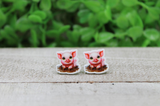 Pig in Mud Stud Earrings