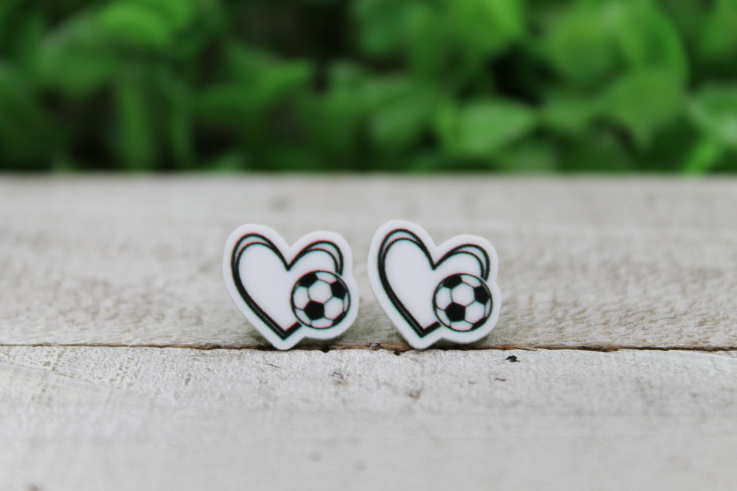 Soccer Heart Stud Earrings