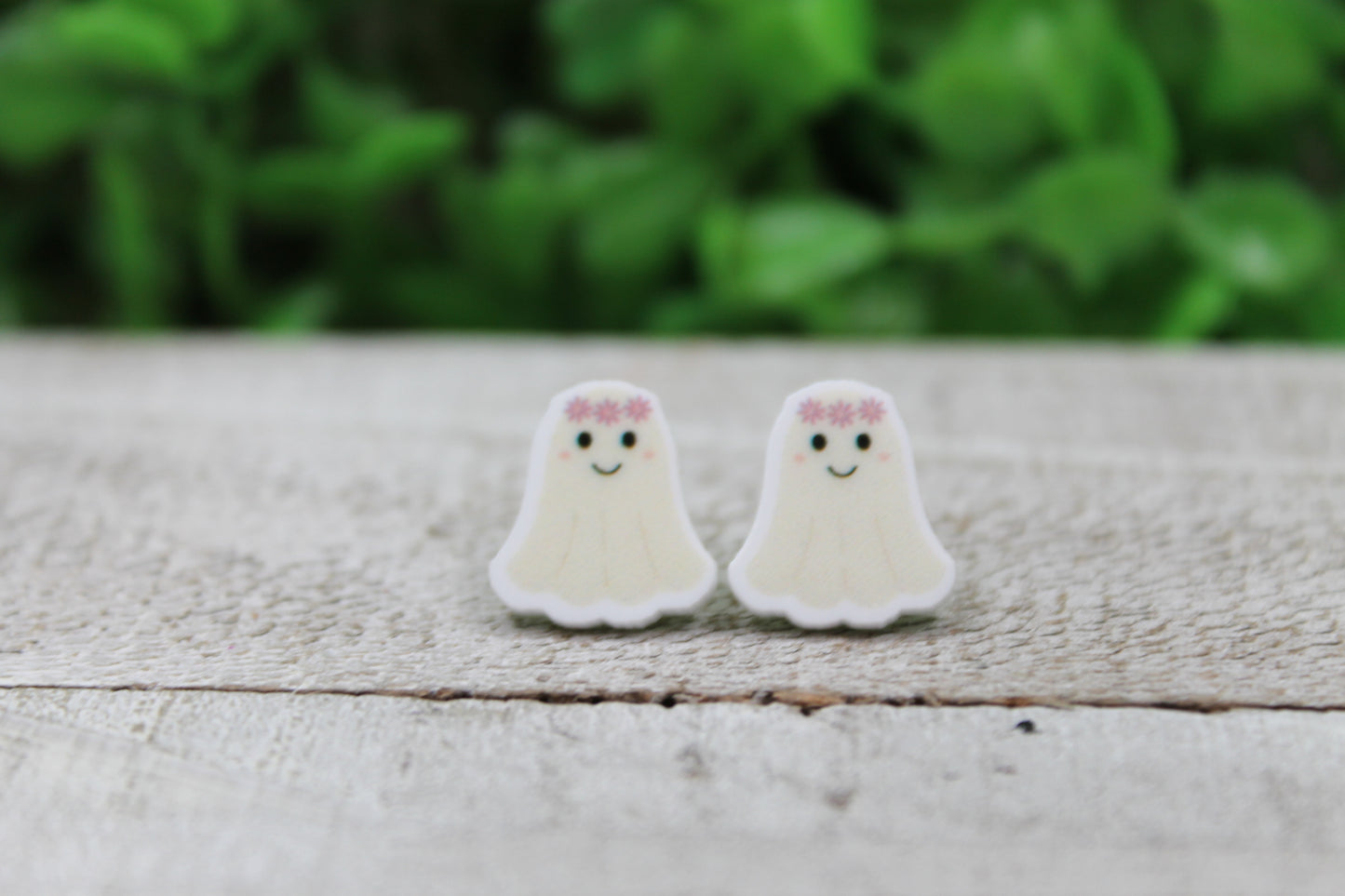 Floral Crown Ghost Stud Earrings