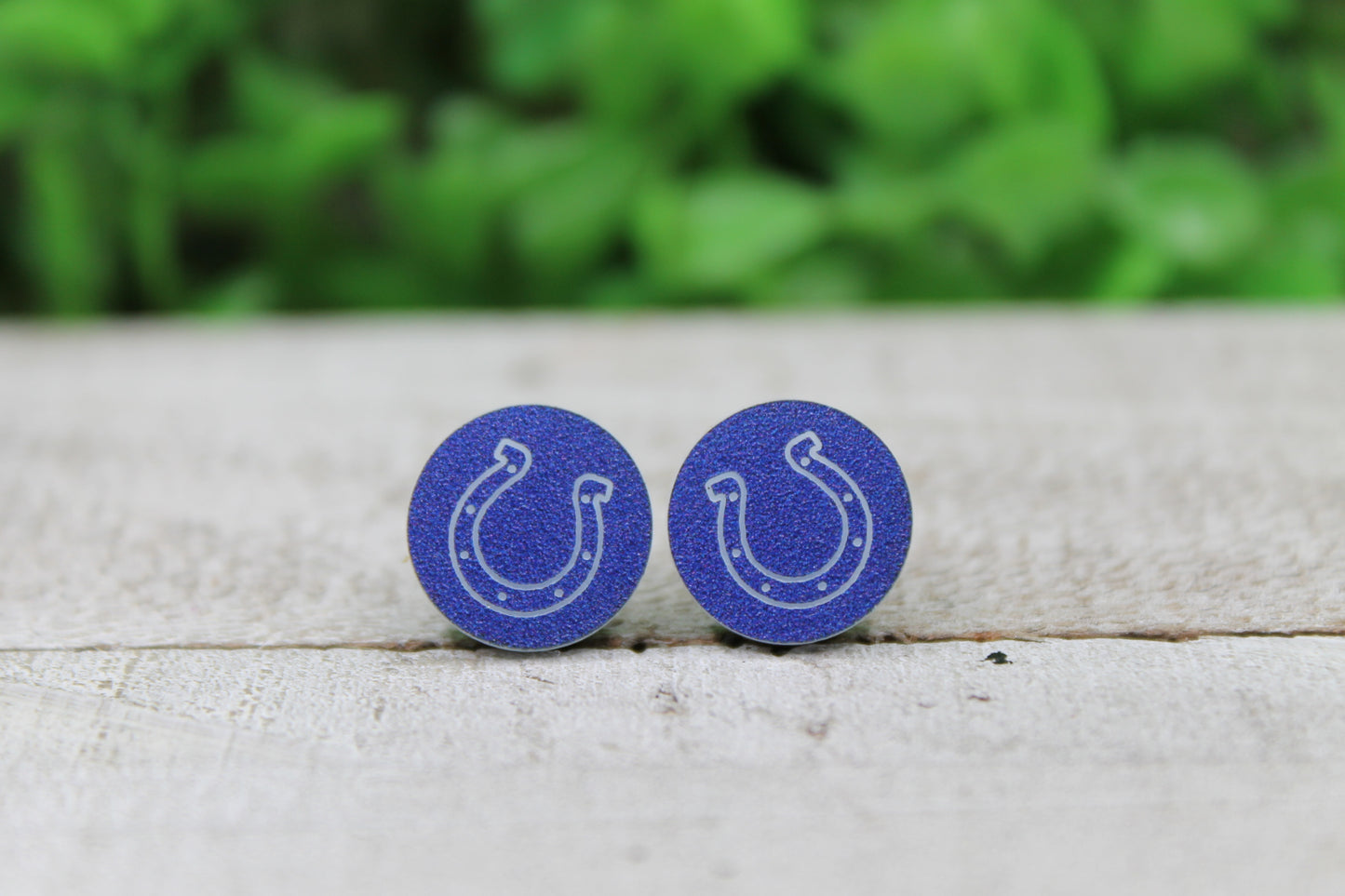 Indy Colts Football Circle Stud Earrings