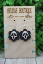 Scream Ghost Flower • Wood Dangle Earrings