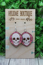 Floral Skulls • Wood Dangle Earrings