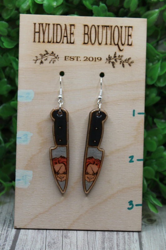 Chucky Knives • Wood Dangle Earrings